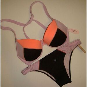 Victoria's Secret 34D BIKINI M itsy bottom BLACK Purple lilac pink Neon Orange